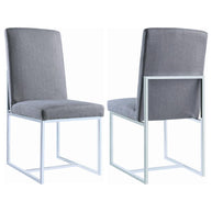 Contemporary Gray Fabric & Chrome Dining Chair Set