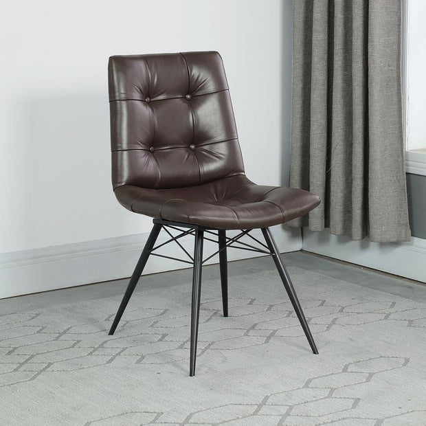 Brown Leatherette Dining Chair Set