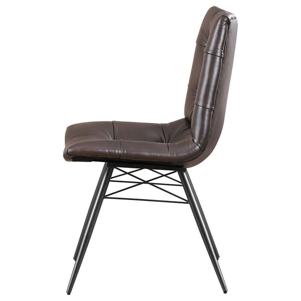 Brown Leatherette Dining Chair Set