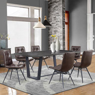 Brown Leatherette Dining Chair Set