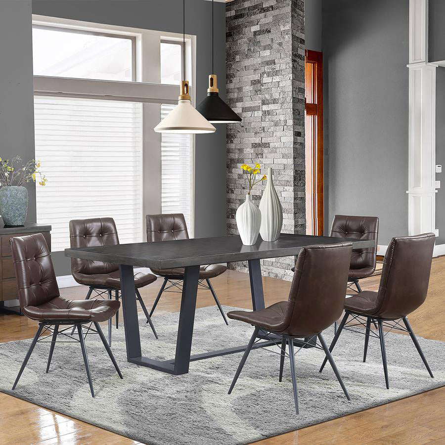 Brown Leatherette Dining Chair Set