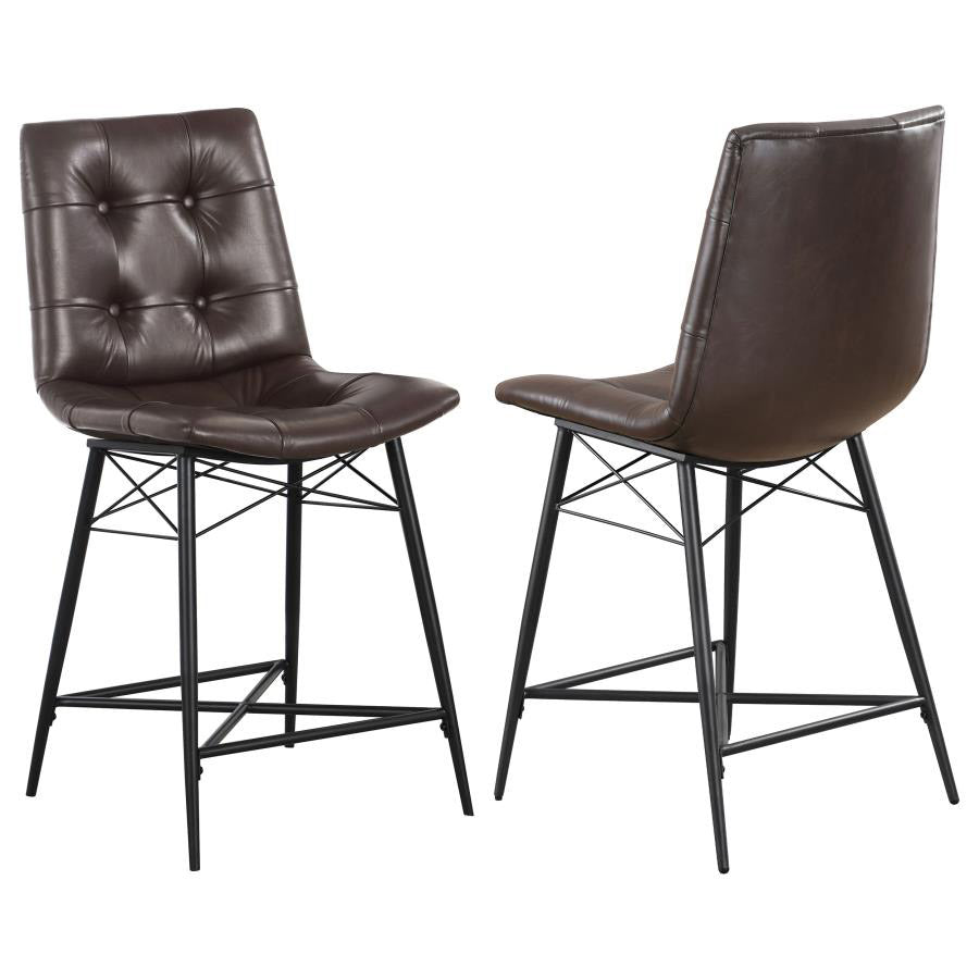 Faux Leather Button Tufted Counter Stool Set
