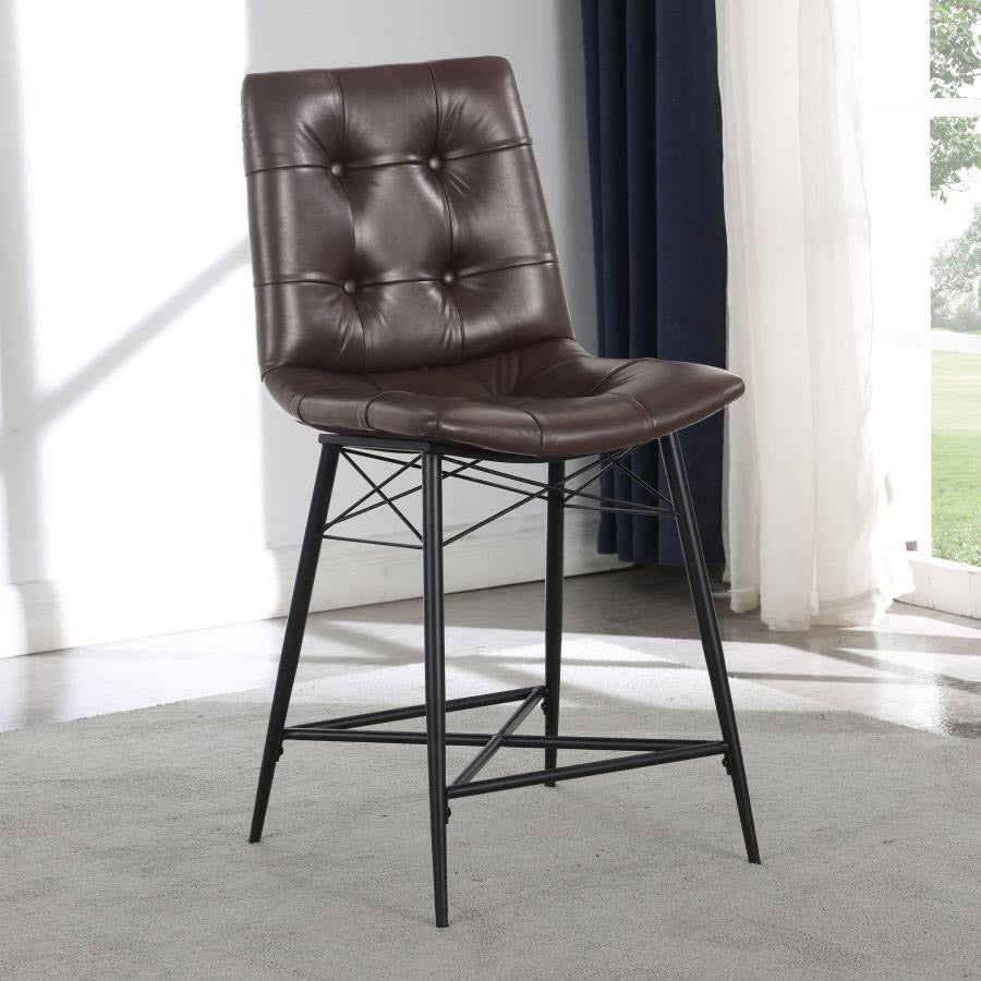 Faux Leather Button Tufted Counter Stool Set