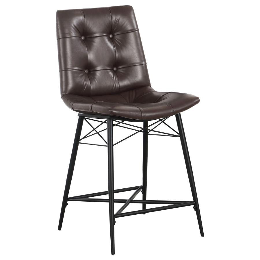Faux Leather Button Tufted Counter Stool Set