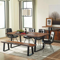 Industrial Solid Sheesham Wood Bench