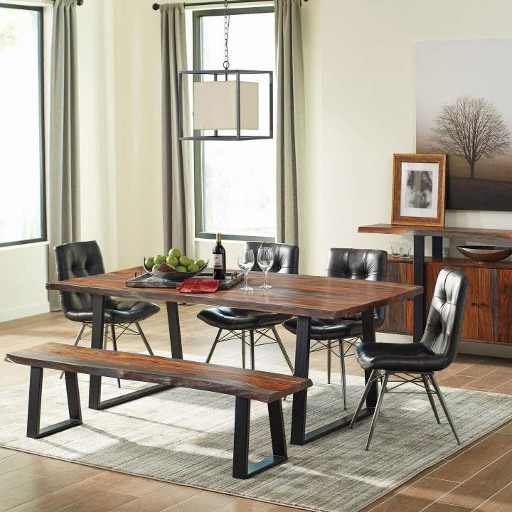 Industrial Solid Sheesham Wood Bench