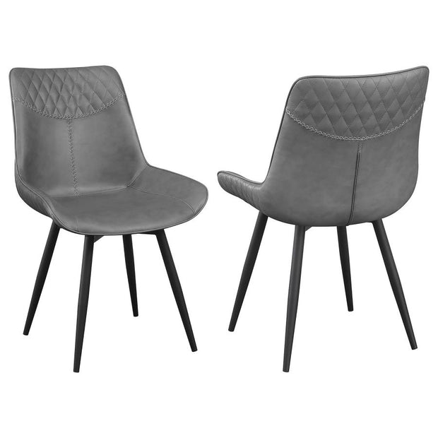 Gray Quilted Swivel Dining Chair Set