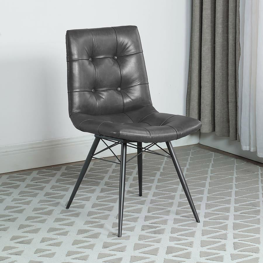 Charcoal Leatherette Dining Chair Set
