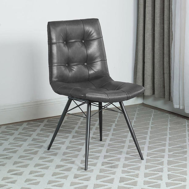 Charcoal Leatherette Dining Chair Set