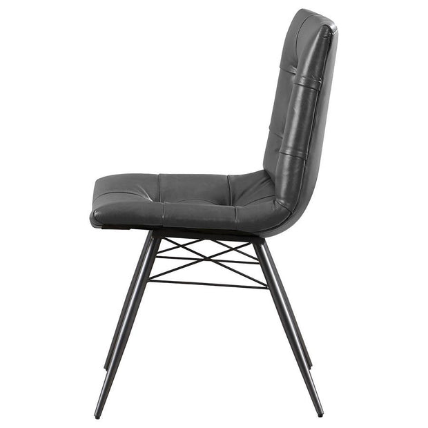 Charcoal Leatherette Dining Chair Set