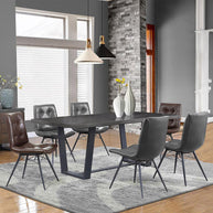 Charcoal Leatherette Dining Chair Set