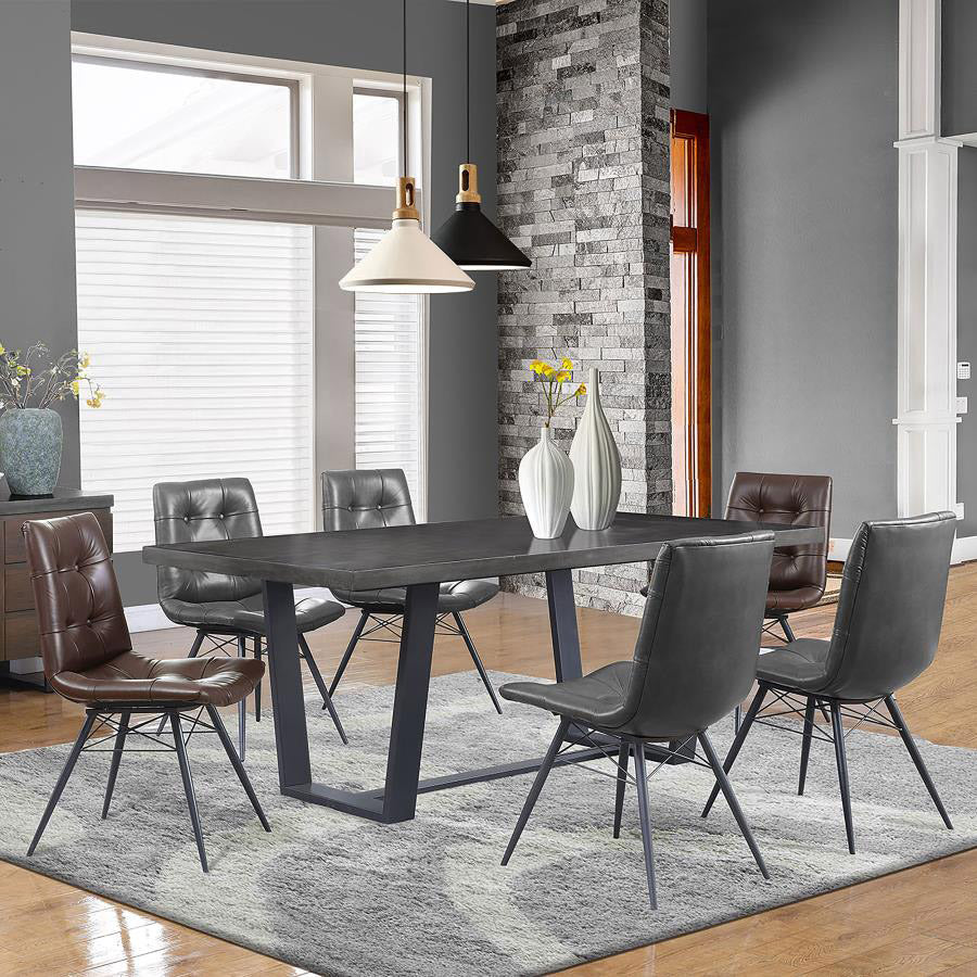 Charcoal Leatherette Dining Chair Set