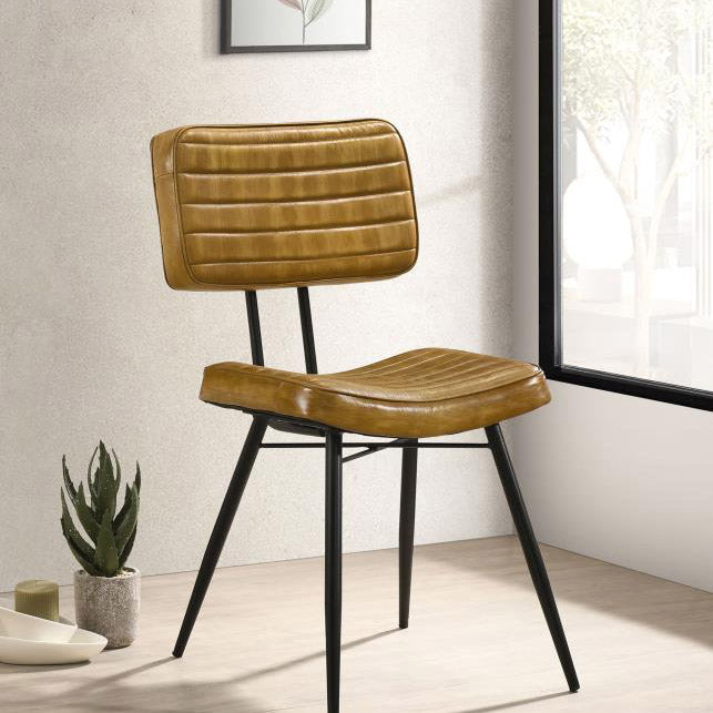 Goat Leather & Metal Dining Chair (Set of 2)