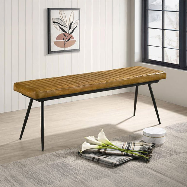Goat Leather & Metal Bench