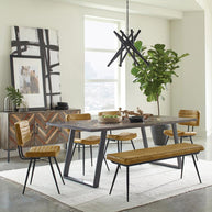 Goat Leather & Metal Bench