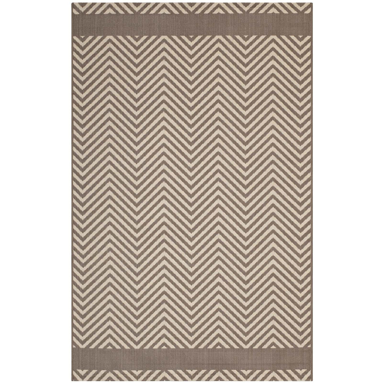 Neutral Geometric Chevron Rug