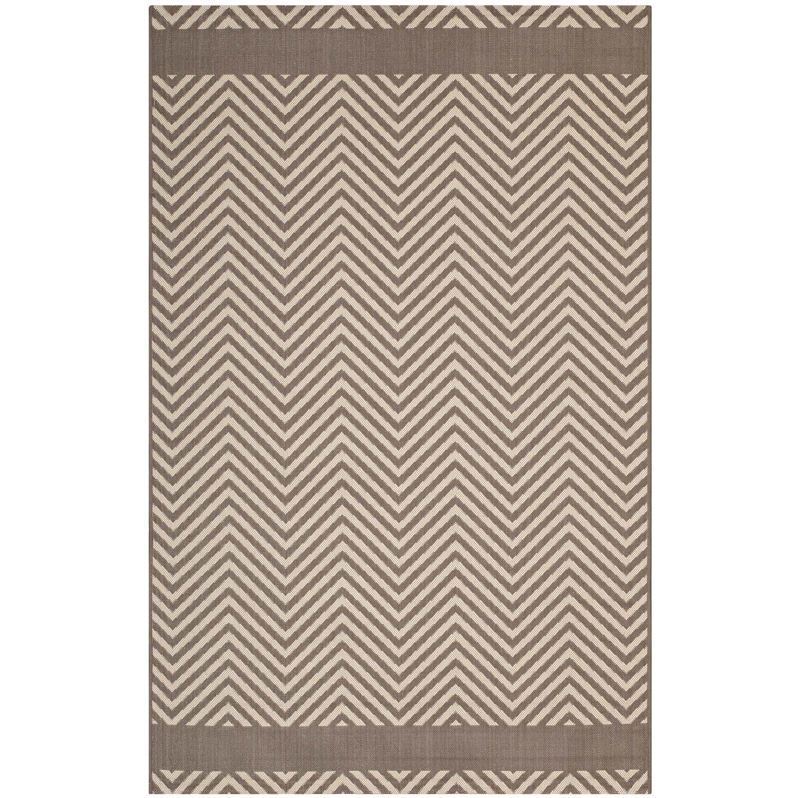 Neutral Geometric Chevron Rug