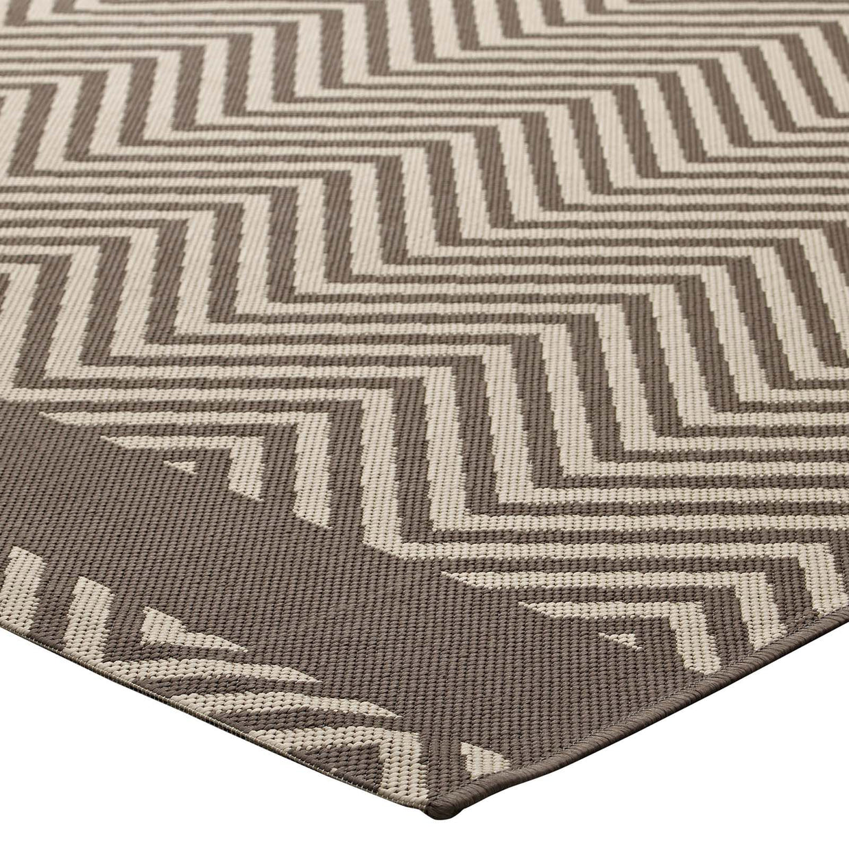 Neutral Geometric Chevron Rug