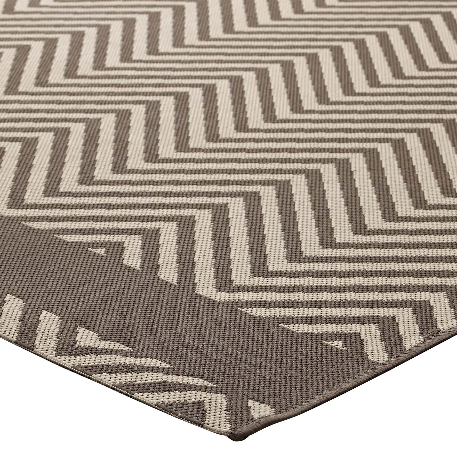Neutral Geometric Chevron Rug