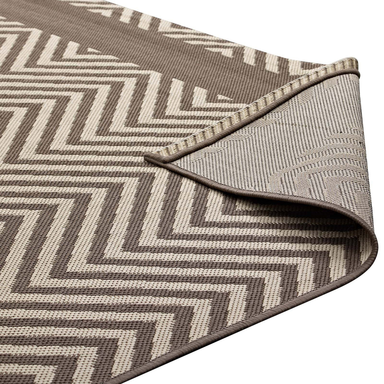 Neutral Geometric Chevron Rug