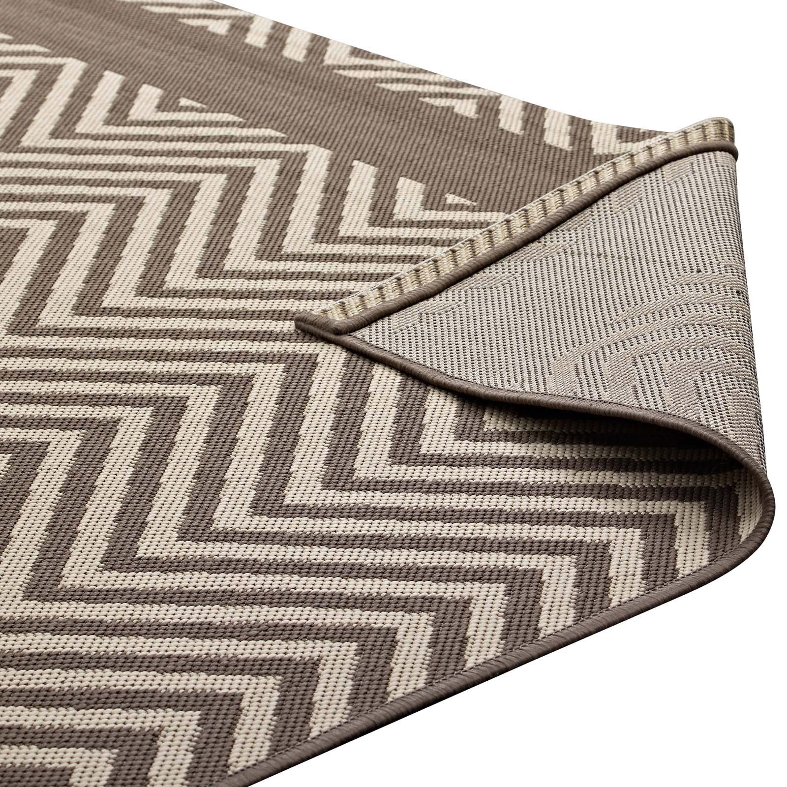 Neutral Geometric Chevron Rug