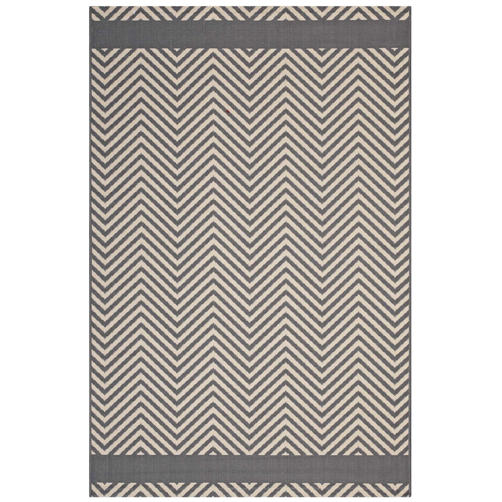 Neutral Geometric Chevron Rug