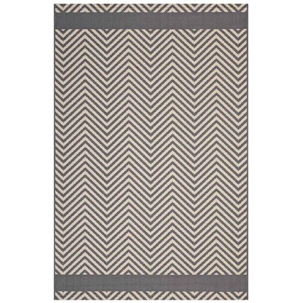 Neutral Geometric Chevron Rug