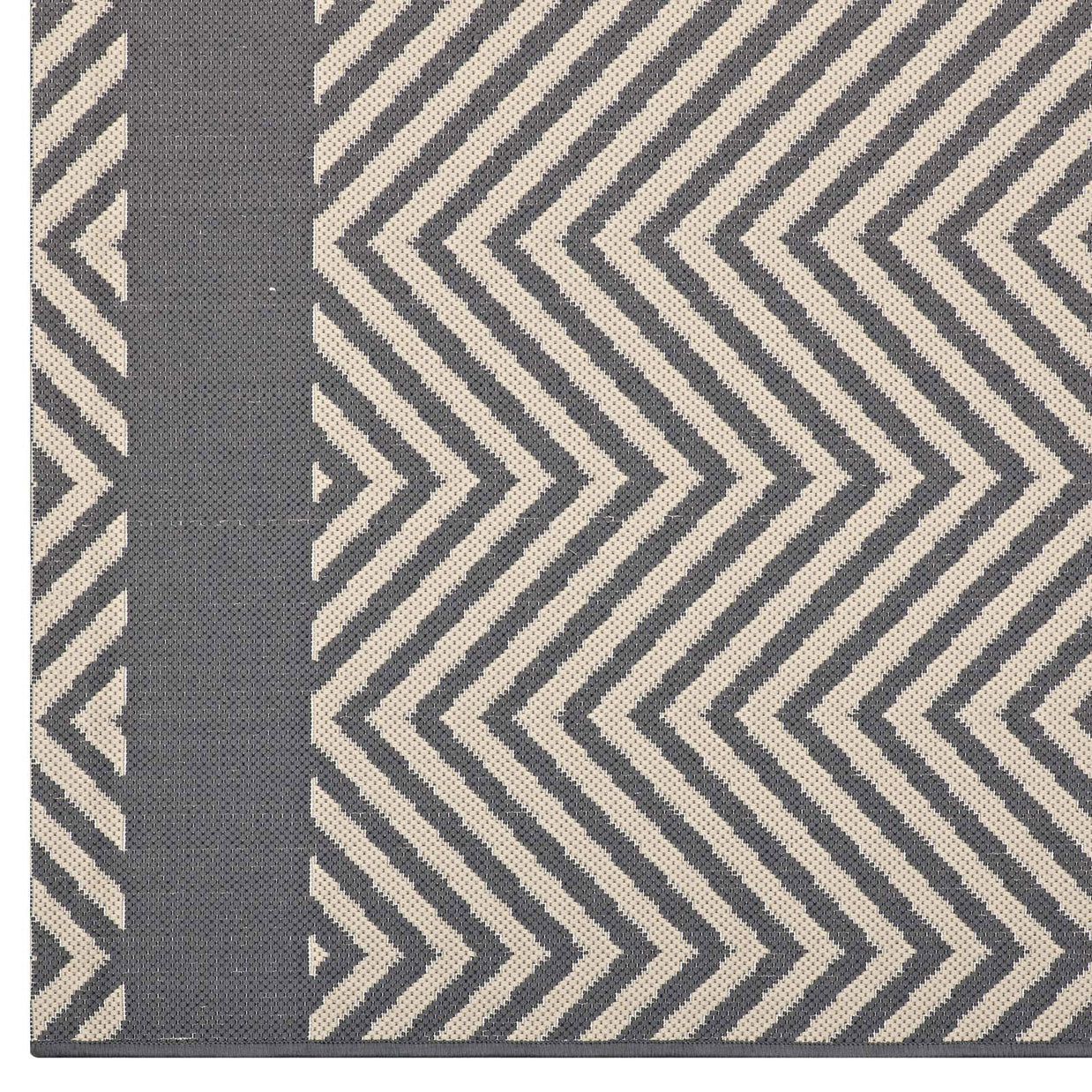 Neutral Geometric Chevron Rug