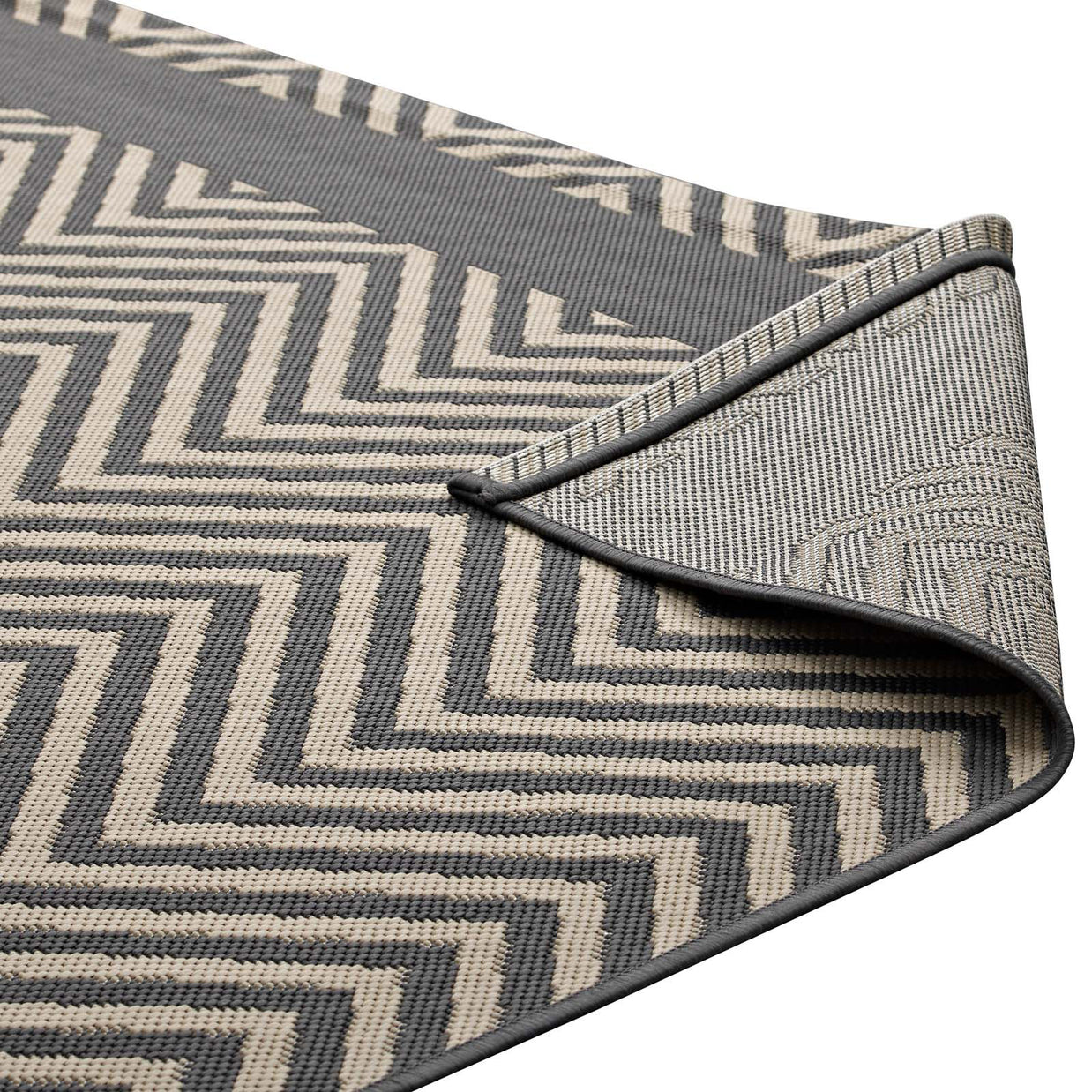 Neutral Geometric Chevron Rug