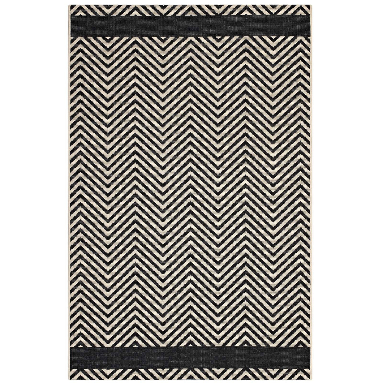 Neutral Geometric Chevron Rug