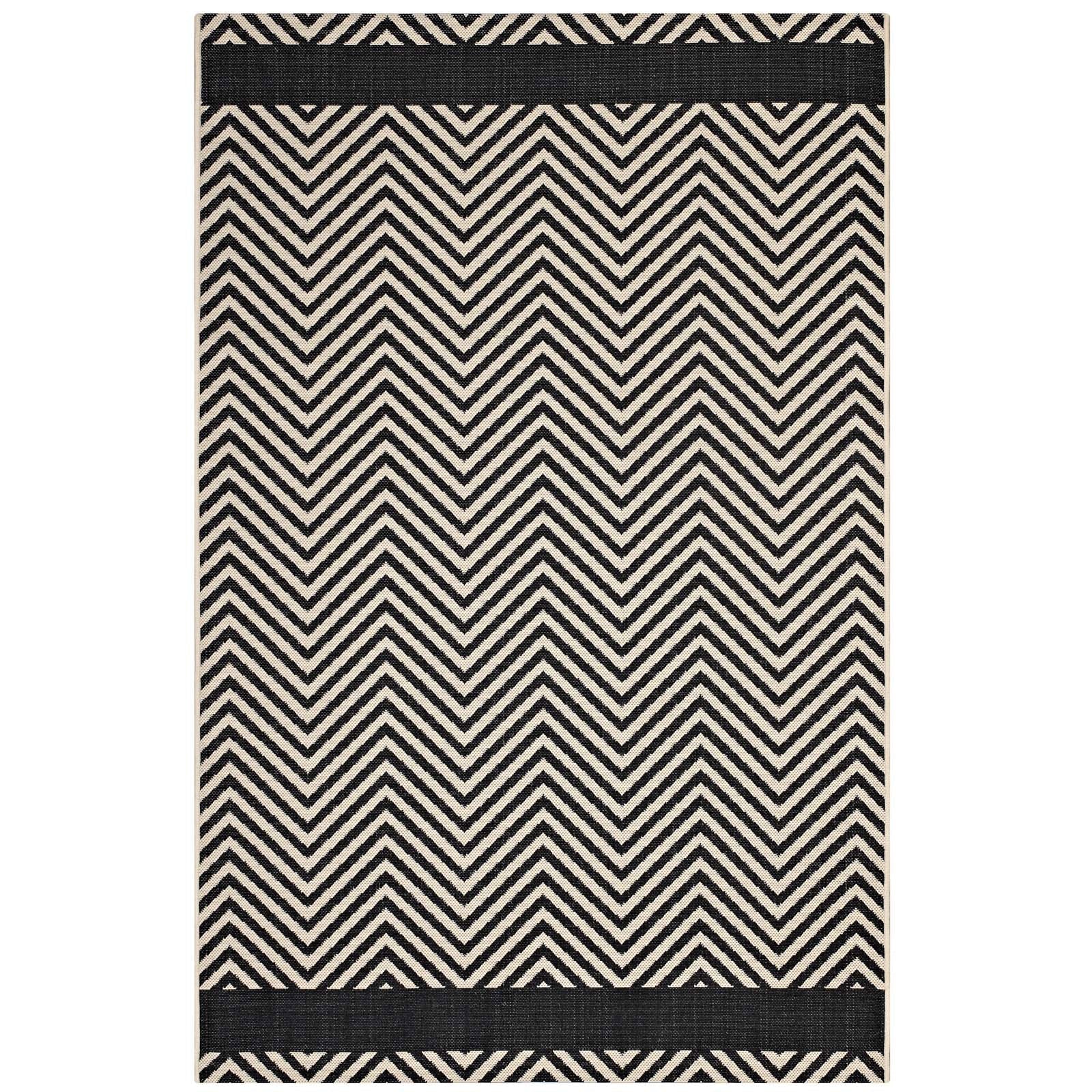 Neutral Geometric Chevron Rug