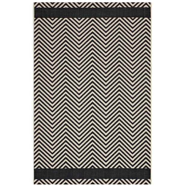 Neutral Geometric Chevron Rug
