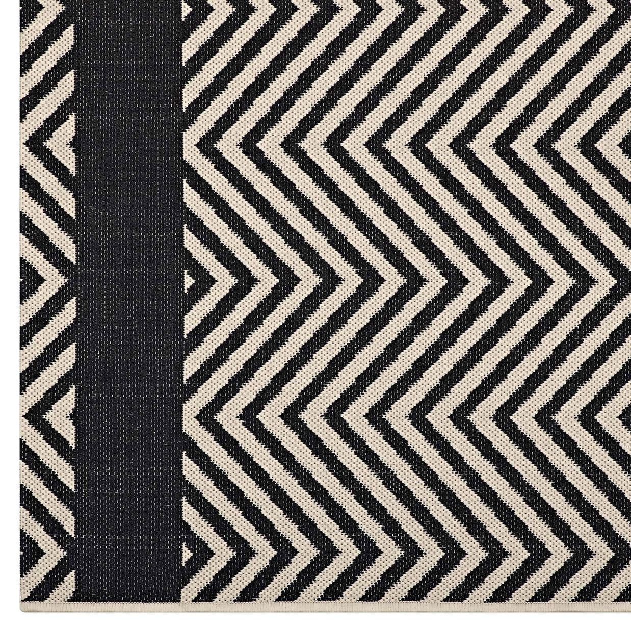 Neutral Geometric Chevron Rug