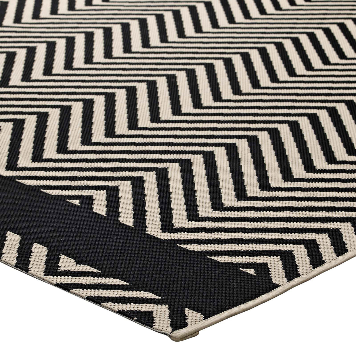 Neutral Geometric Chevron Rug