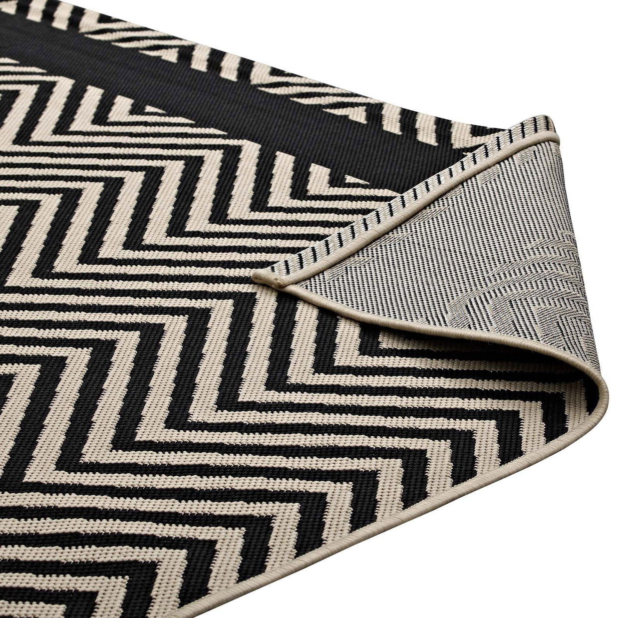 Neutral Geometric Chevron Rug
