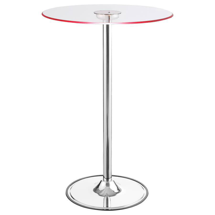 Clear & Chrome LED Bar Table