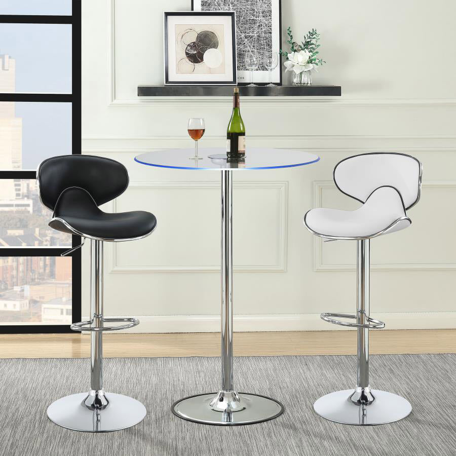 Clear & Chrome LED Bar Table