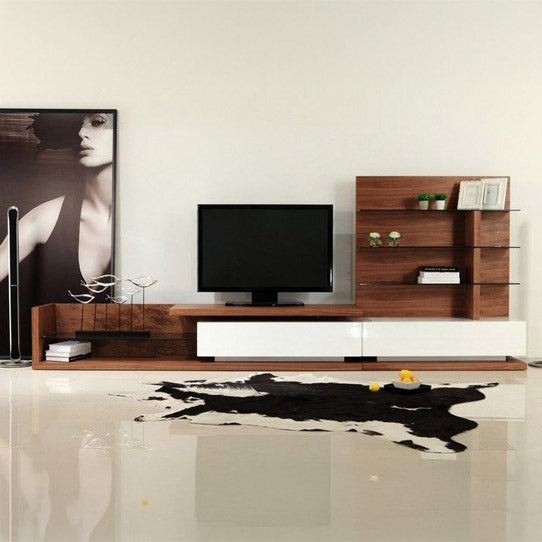 Modern Walnut & White TV Unit