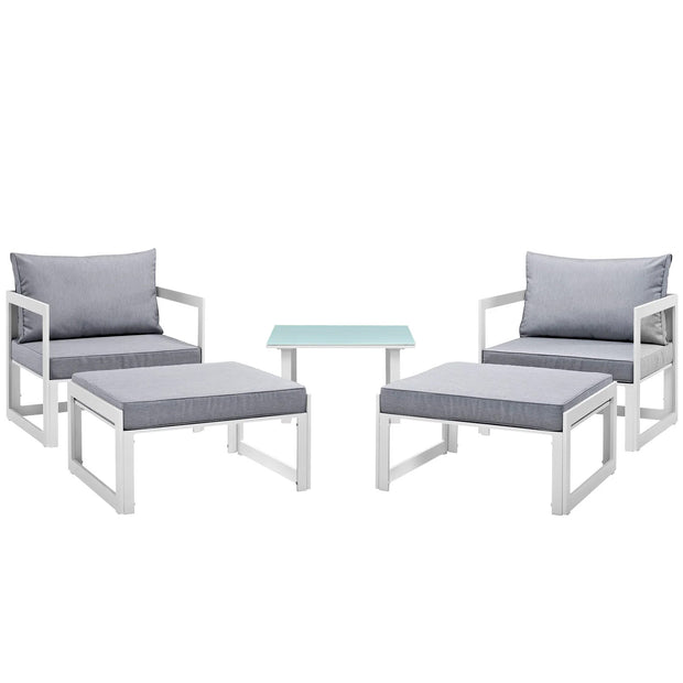 White & Gray 5 PC Outdoor Set
