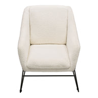 White Boucle Fabric Accent Chair