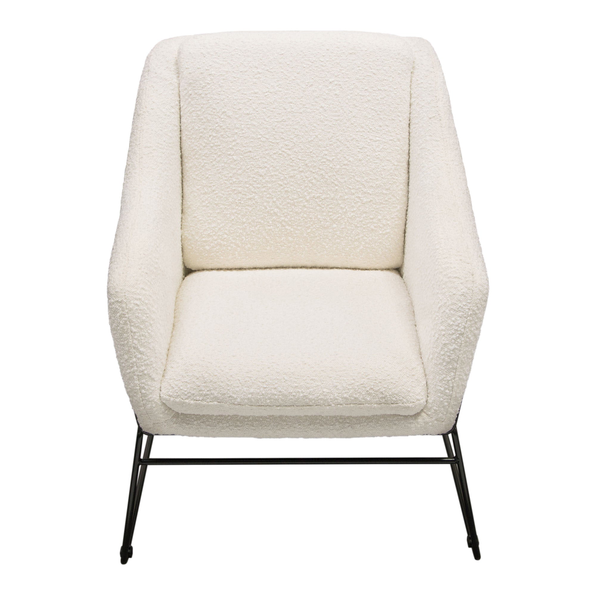 White Boucle Fabric Accent Chair