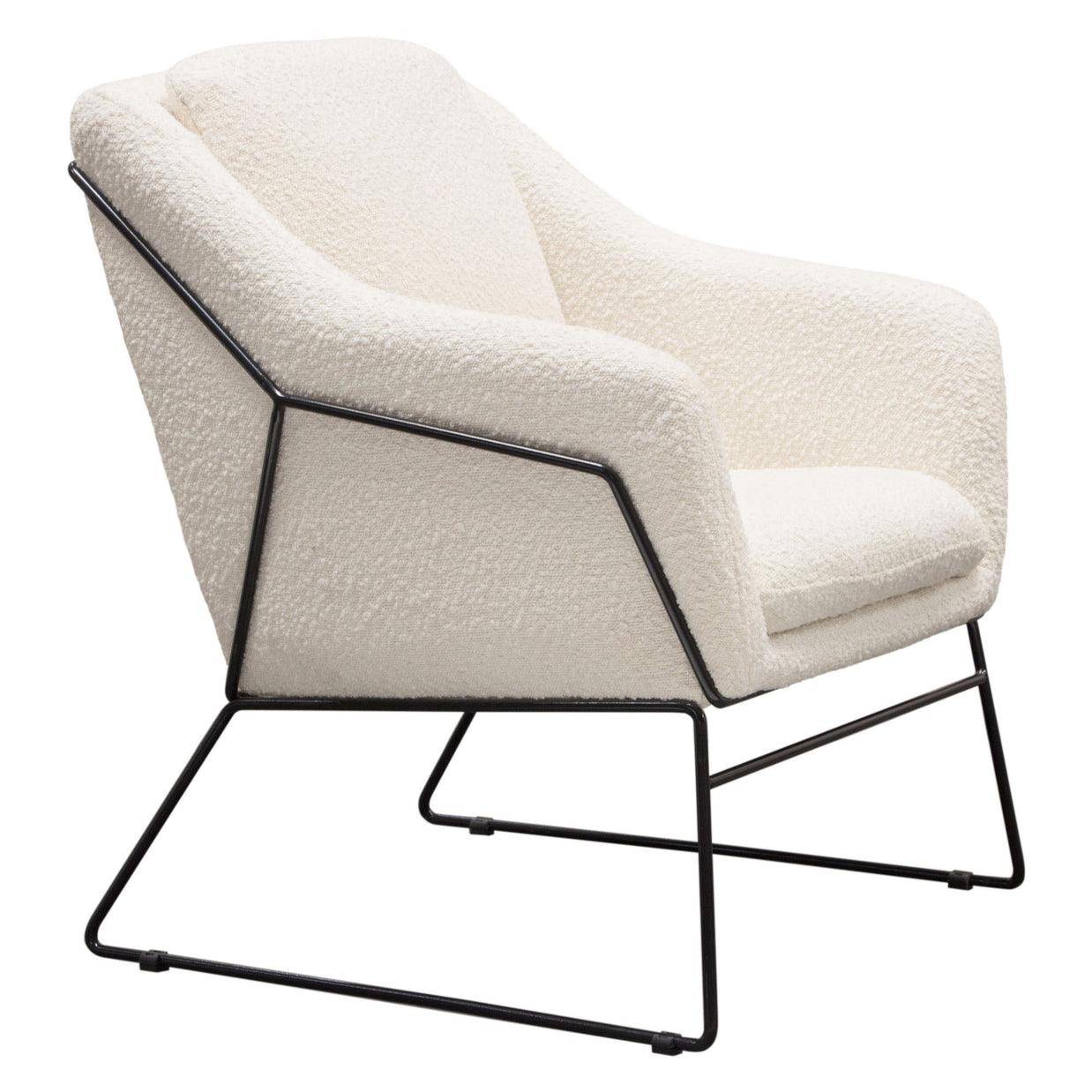 White Boucle Fabric Accent Chair