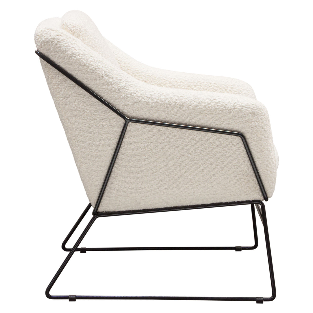 White Boucle Fabric Accent Chair