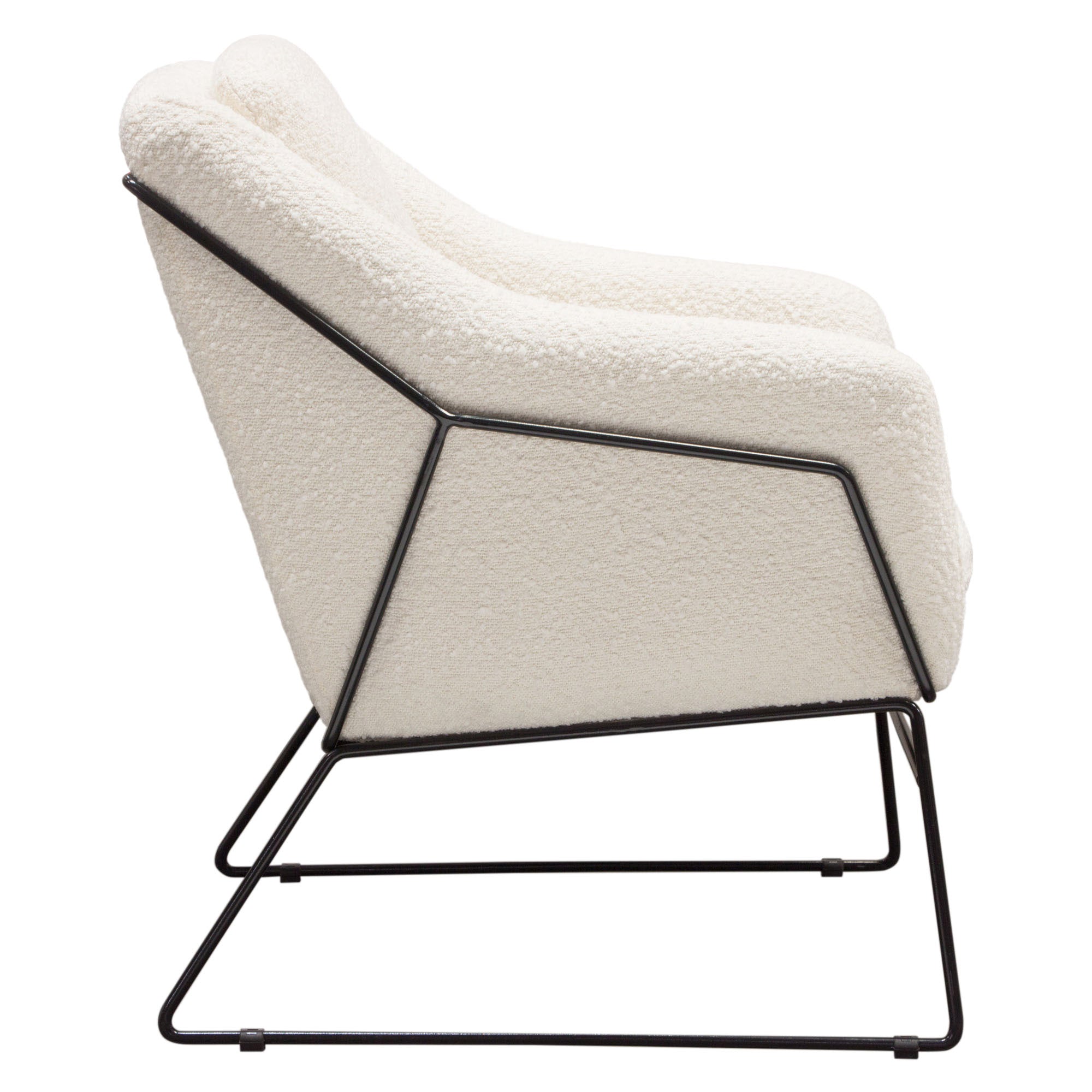 White Boucle Fabric Accent Chair