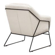 White Boucle Fabric Accent Chair