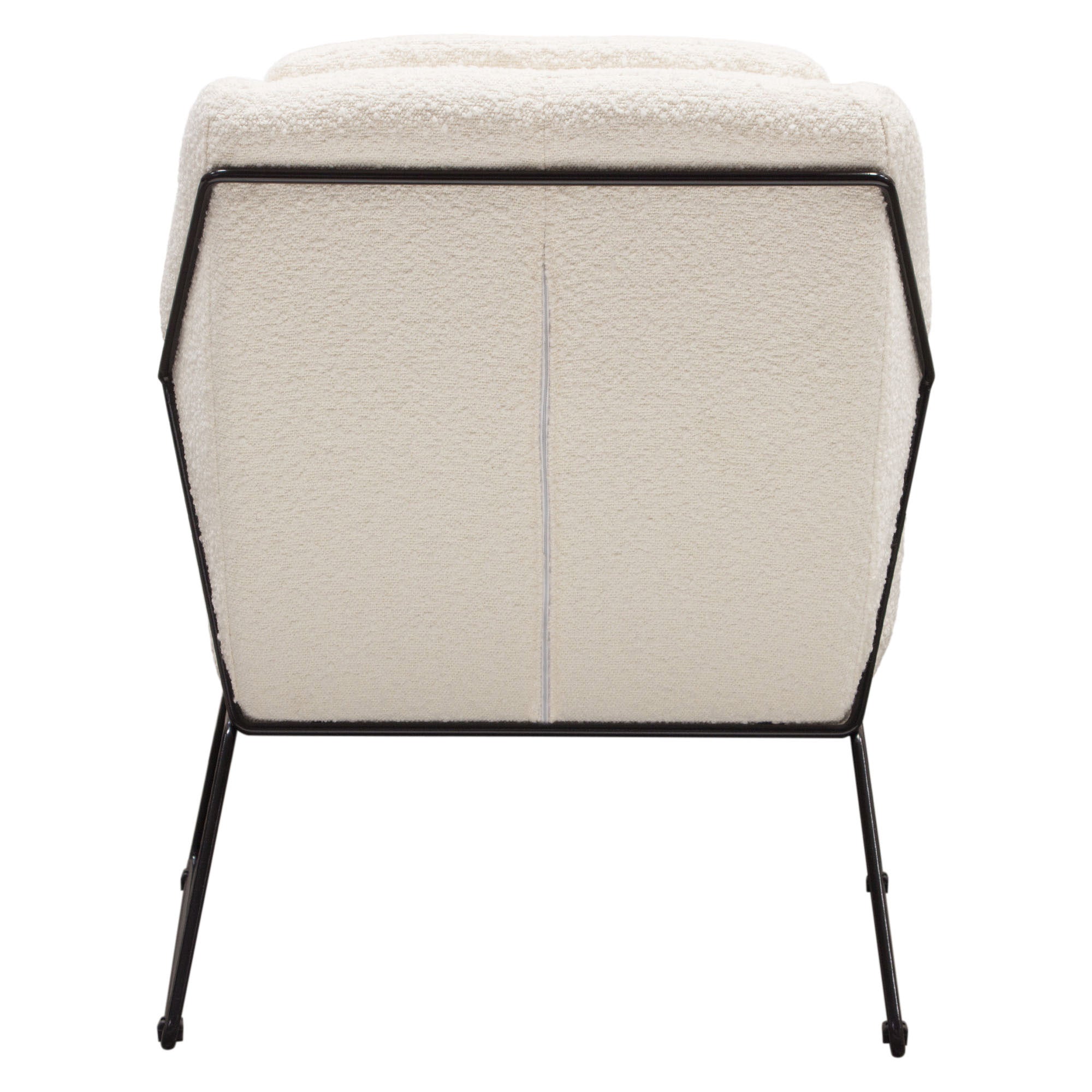 White Boucle Fabric Accent Chair