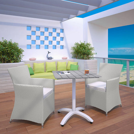 Faux Rattan Weave 3 PC Outdoor Dining Set