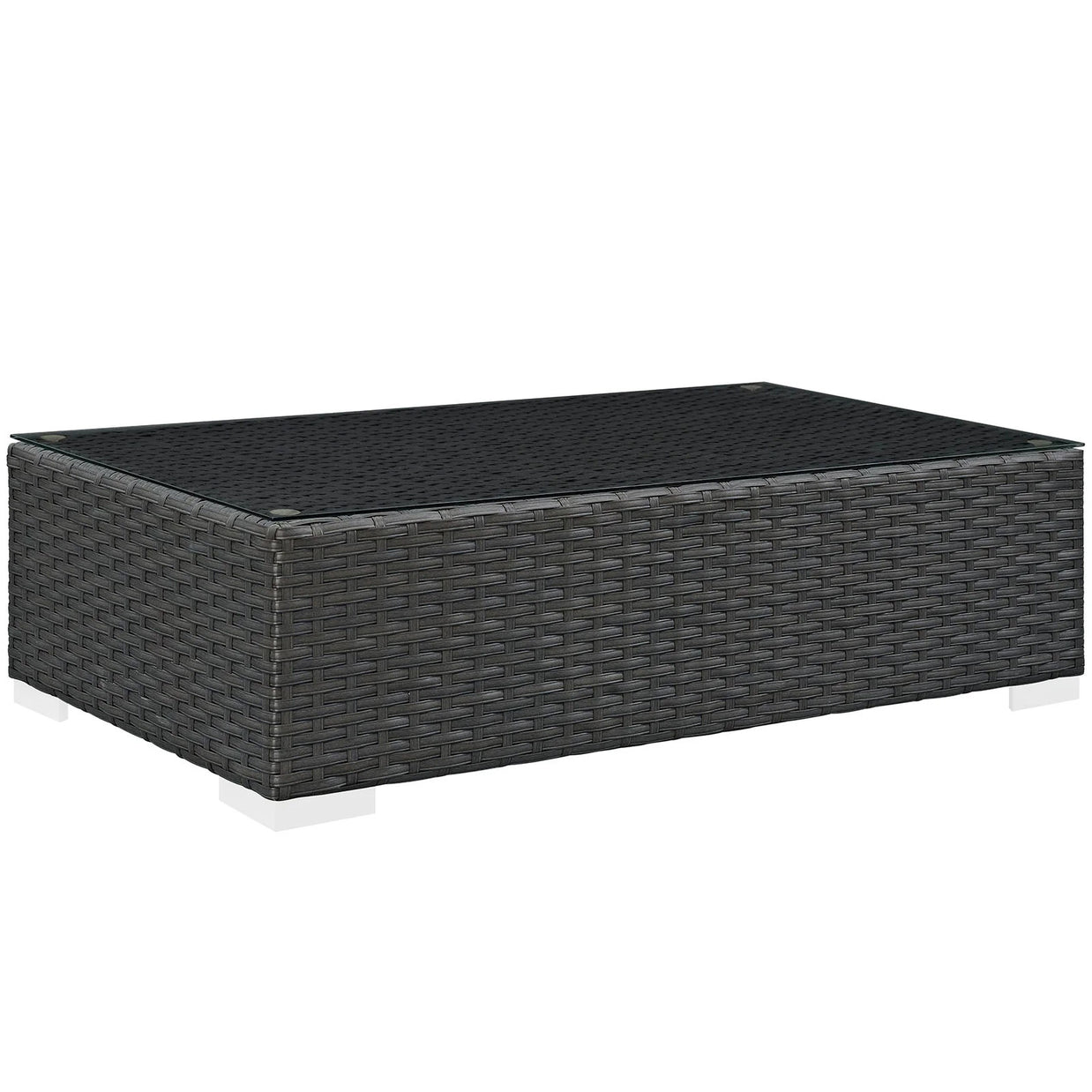 Brown Faux Rattan Outdoor Coffee Table