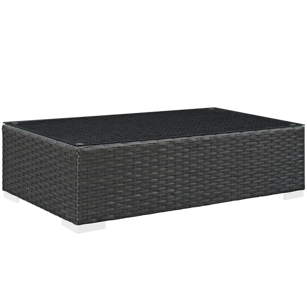 Brown Faux Rattan Outdoor Coffee Table