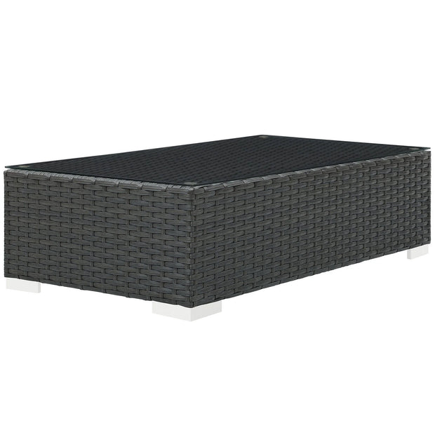 Brown Faux Rattan Outdoor Coffee Table